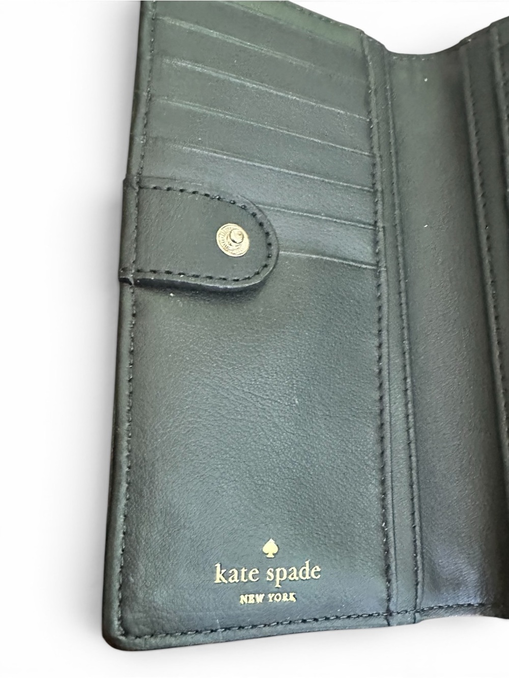 Kate Spade Black White Geometric Print Wallet NWOT Leather Continental - Picture 5 of 7